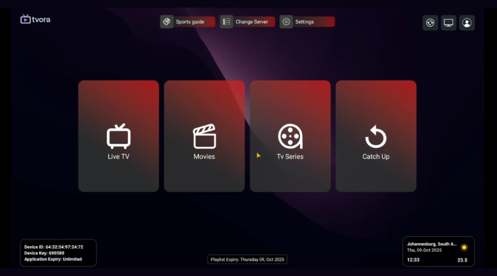 IPTV Login TVORA Player Android